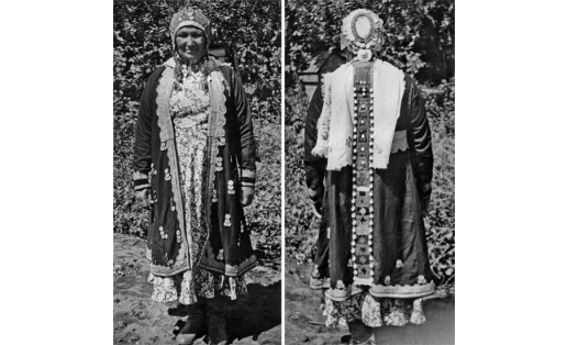 Оренбургская башкирка в традиционном костюме  (елян, кашмау). Д.Карьяпово Сорочинского р‑на Оренб. обл. 1963. An Orenburg Bashkir in a traditional costume