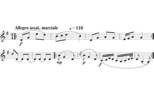 Нотная запись башкирской народной мелодии "МАРШРУТ"