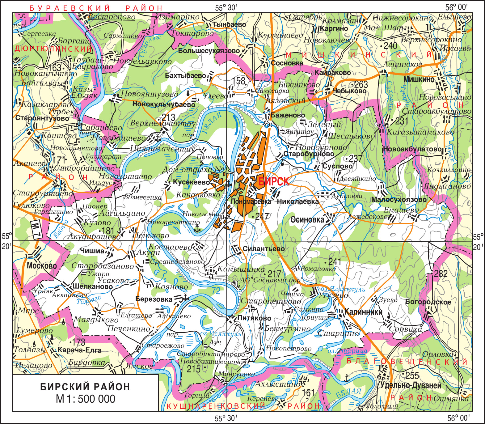 Карта бирского района спутник